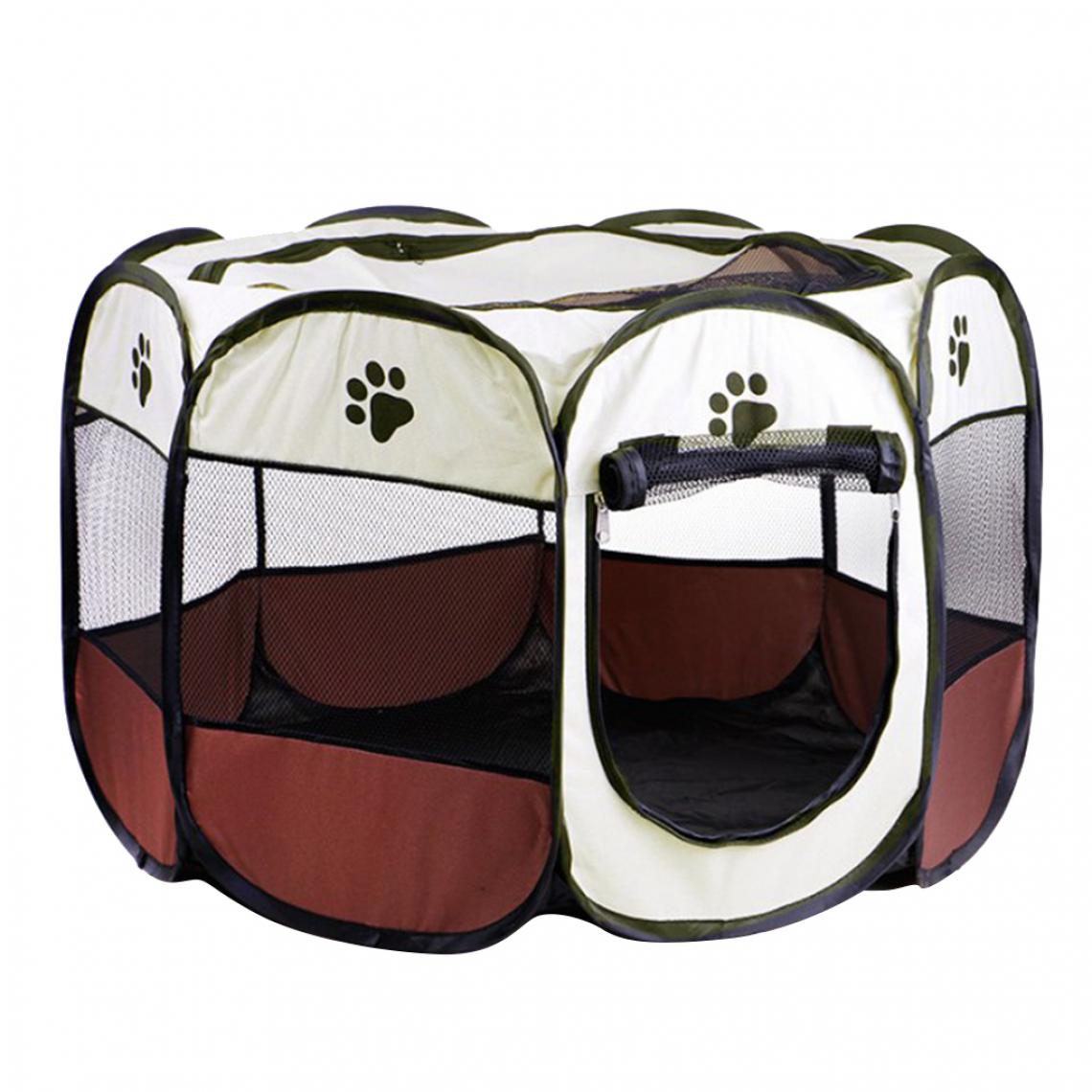 marque generique - Pet Pliable Playpen Portable 8-Panel Kennel Fences Tent Brown_S - Clôture pour chien