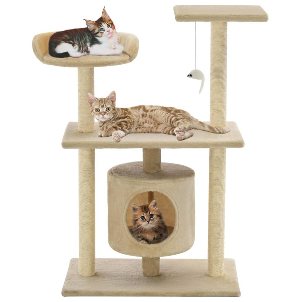marque generique - Moderne Accessoires pour chats categorie Ramallah Arbre à chat avec griffoir en sisal 95 cm Beige - Arbre à chat