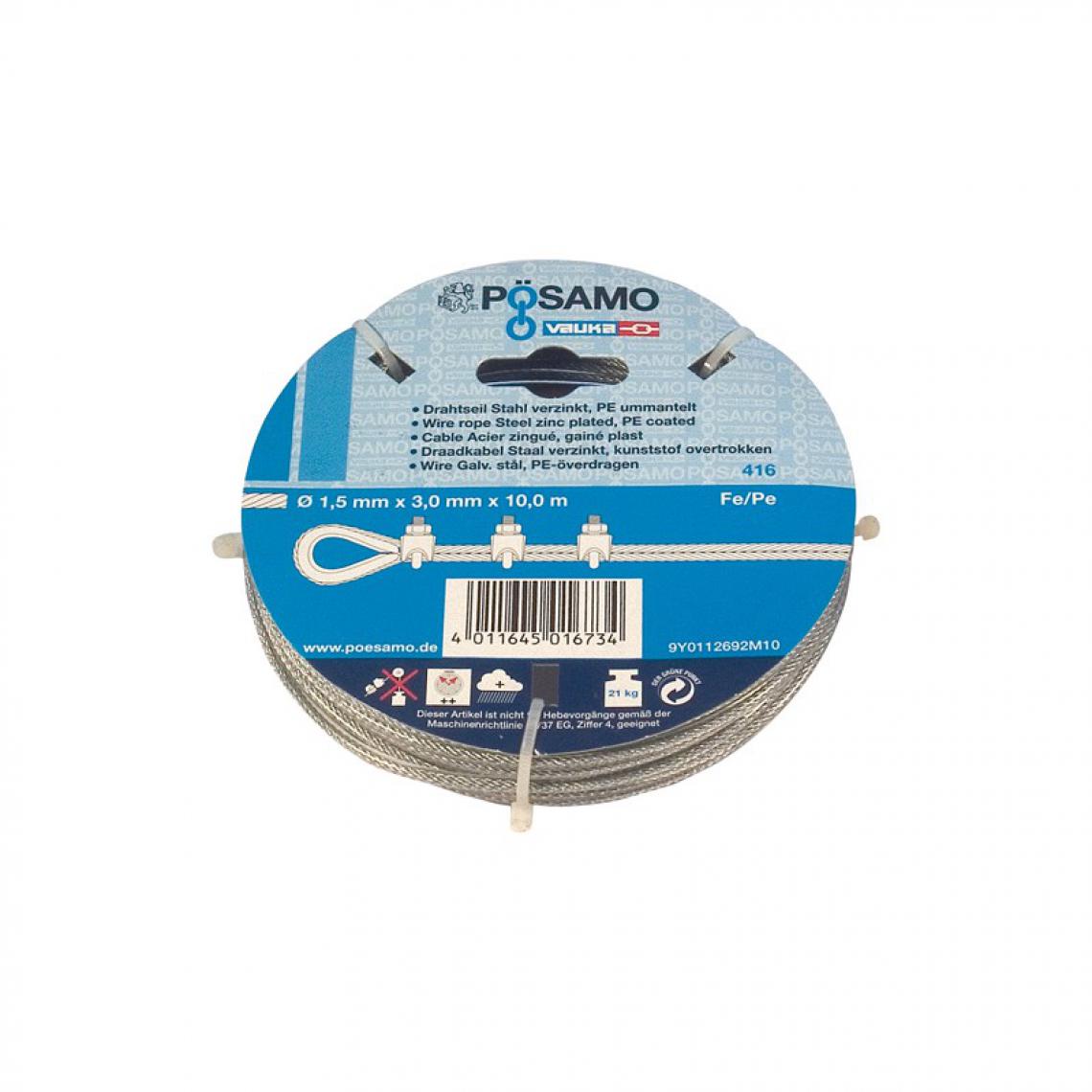 marque generique - Cable 4 mm/Ring 10 m Galva (Par 5) - Clôture grillagée