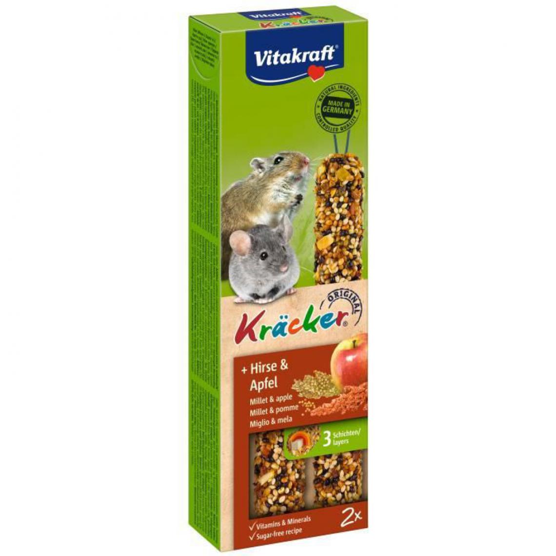 Vitakraft - VITAKRAFT Kräcker Friandise pour Souris et Petits Rongeurs Pomme Millet - Lot de 10x2 - Croquettes pour chien