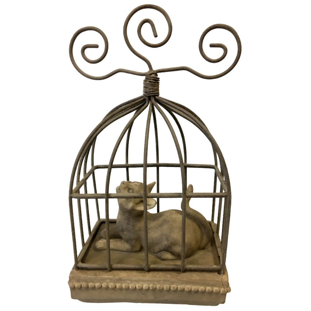 Fayet - Chat décoratif en cage - Petite déco d'exterieur