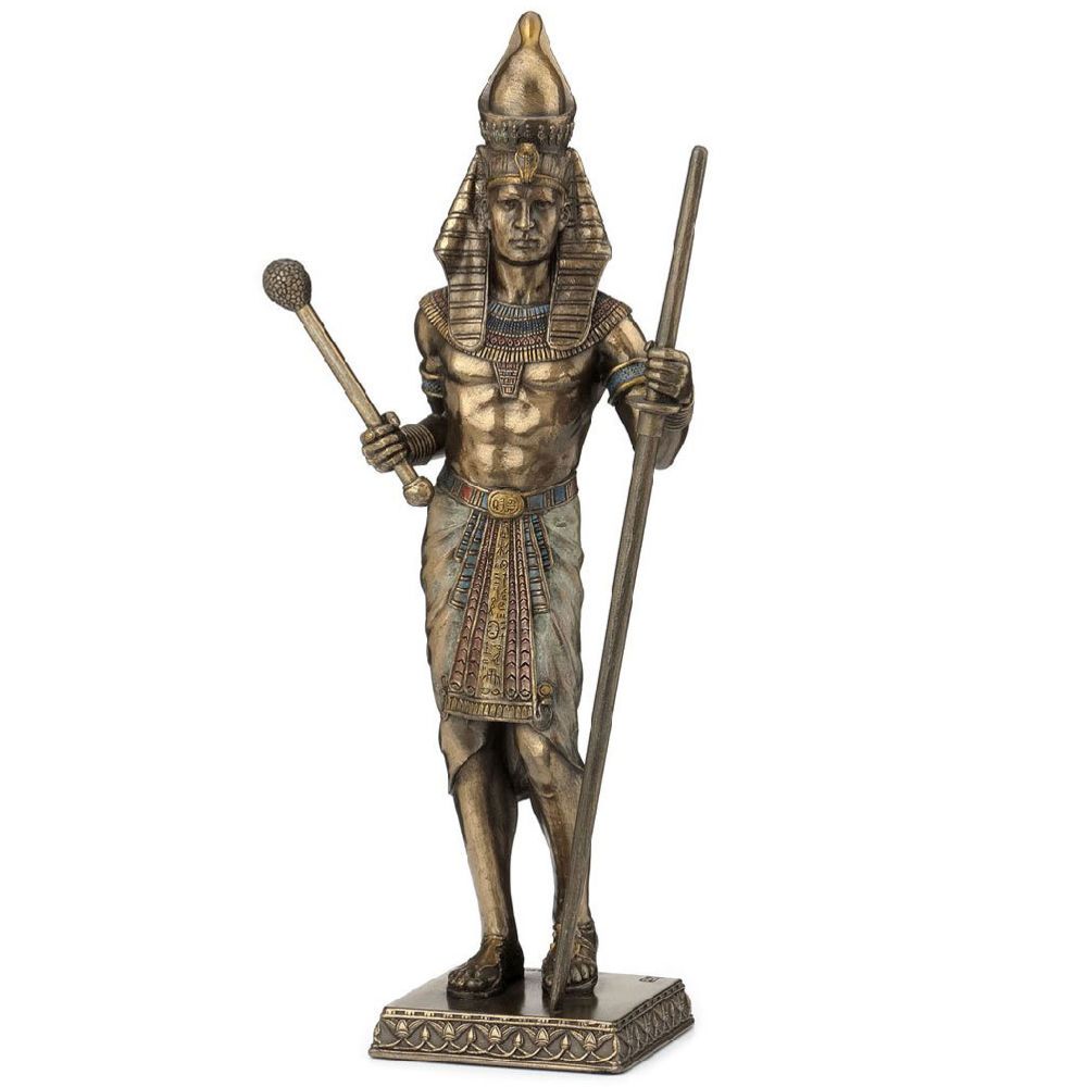 Signe - Statue Pharaon en résine aspect bronze - Petite déco d'exterieur