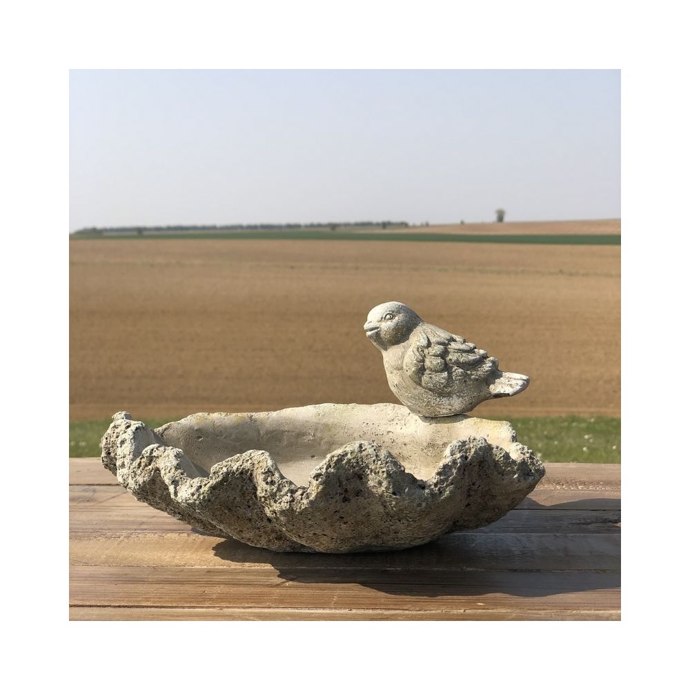 L'Originale Deco - Bain à Oiseaux Mangeoire Abreuvoir de Jardin Forme Coquille 27 cm x 15 cm - Accessoires basse-cour