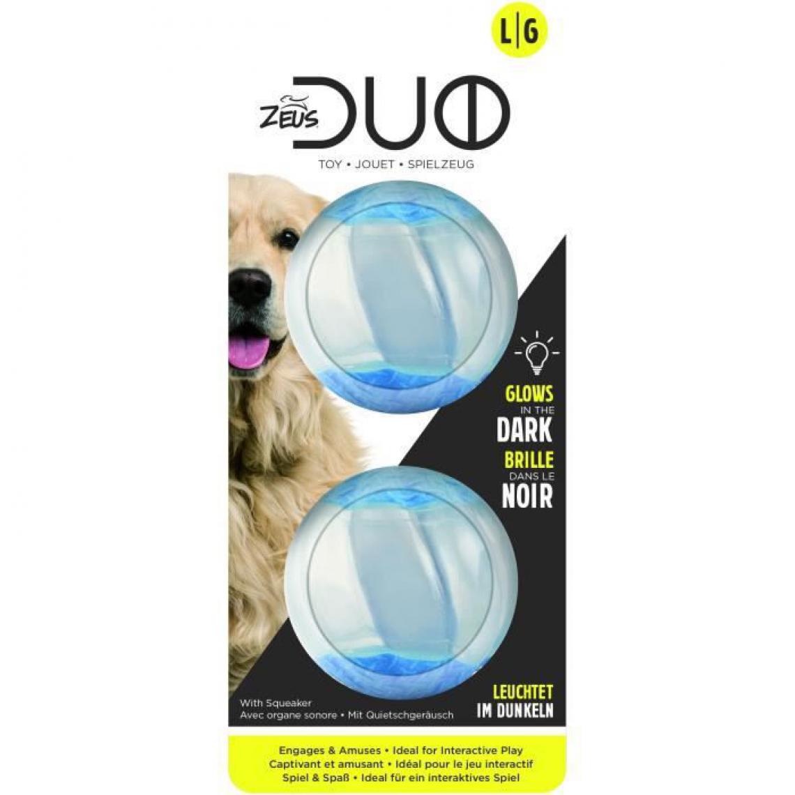 Zeus - Zeus Duo Ball 6,3cm siffleur/luminesce 2pc - Jouet pour chien