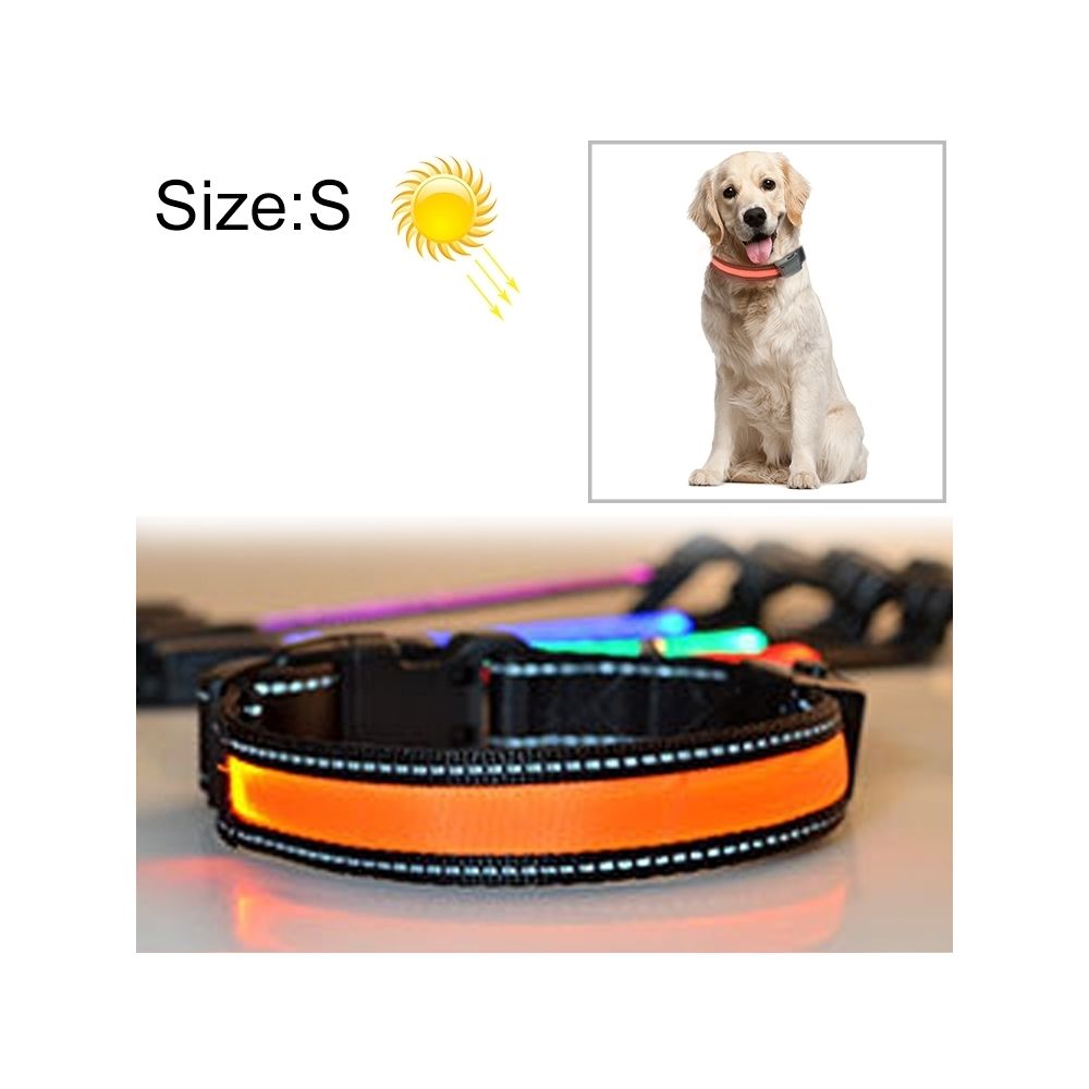 Wewoo - Collier de lumière à DEL de charge solaire pour animaux de compagnie, moyen et grand, pour animaux de compagnie, taille du tour de cou: S, 35-40cm (Orange) - Collier pour chien
