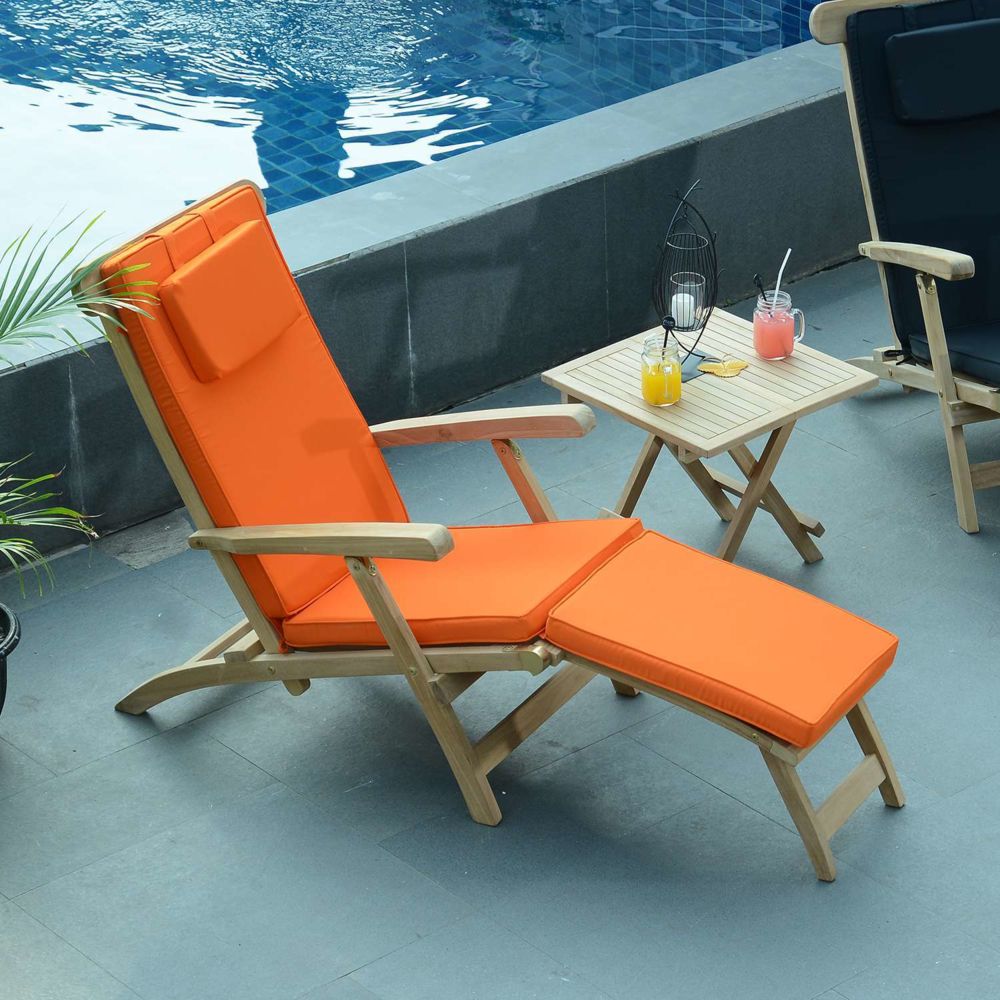 Teck'Attitude - Matelas orange pour chaise longue - Coussins, galettes de jardin