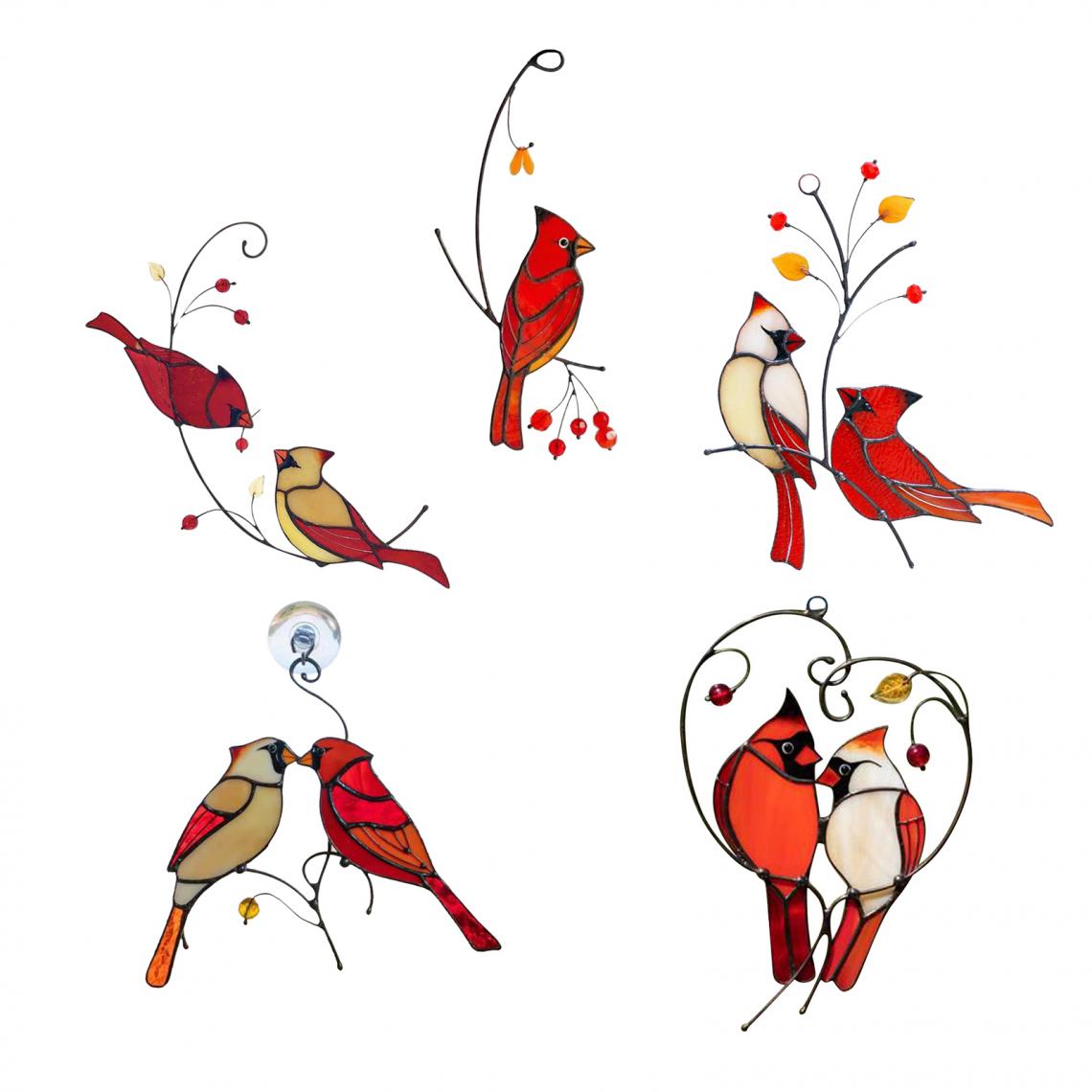 marque generique - 5 Pièces Tenture Murale Cardinal Sculpture Oeuvre Décor Oiseau Ornements Alliage - Petite déco d'exterieur