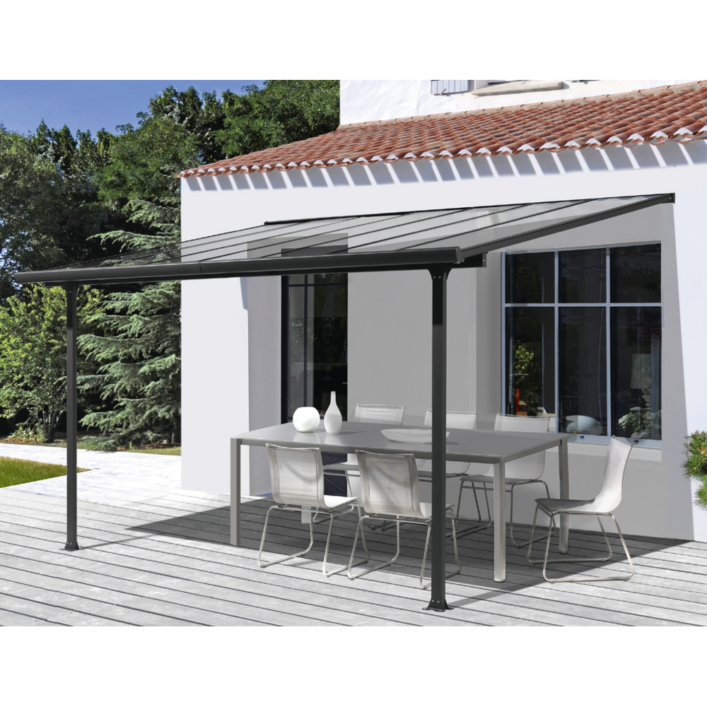 Habrita - MIRELA - Toit terrasse aluminium - 9,21 m² - Gris anthracite - Abris de jardin en bois