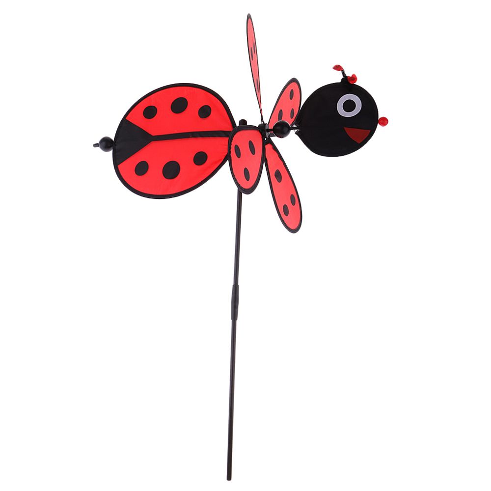 marque generique - 3d beetle moulin à vent whirligig roue pinwheel yard jardin décor enfants jouet rouge - Petite déco d'exterieur