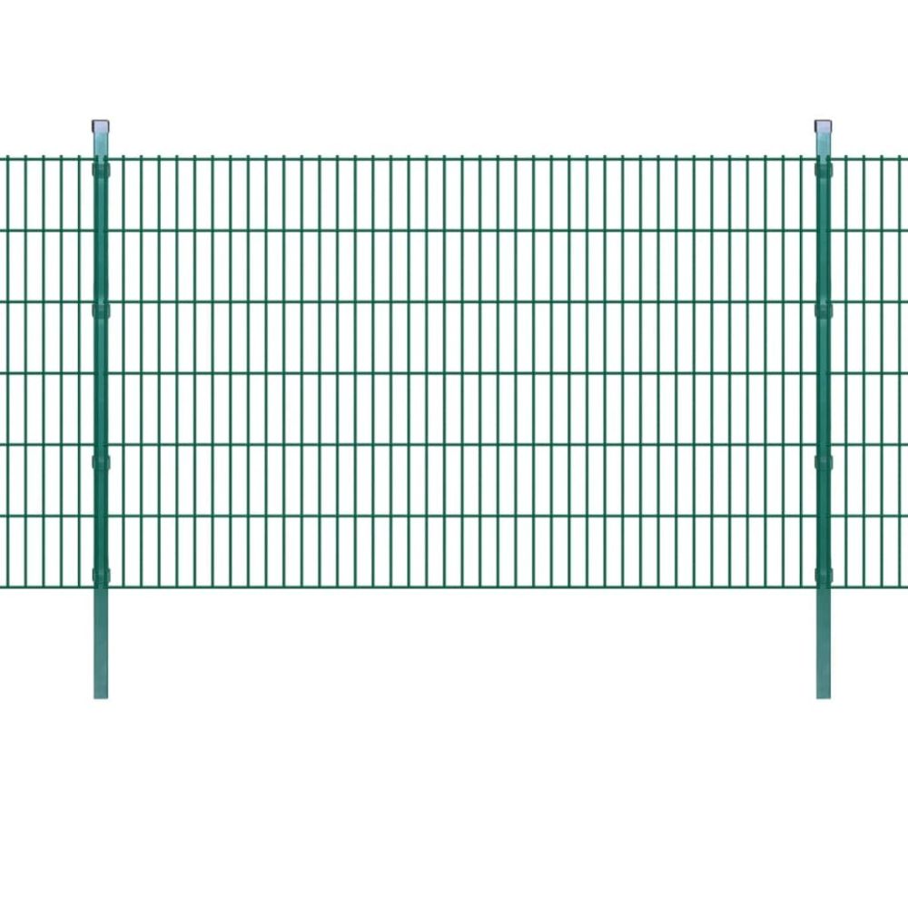 Vidaxl - vidaXL Panneau de clôture 2D jardin avec poteaux 2008x1230mm 2m Vert - Panneaux et treillis