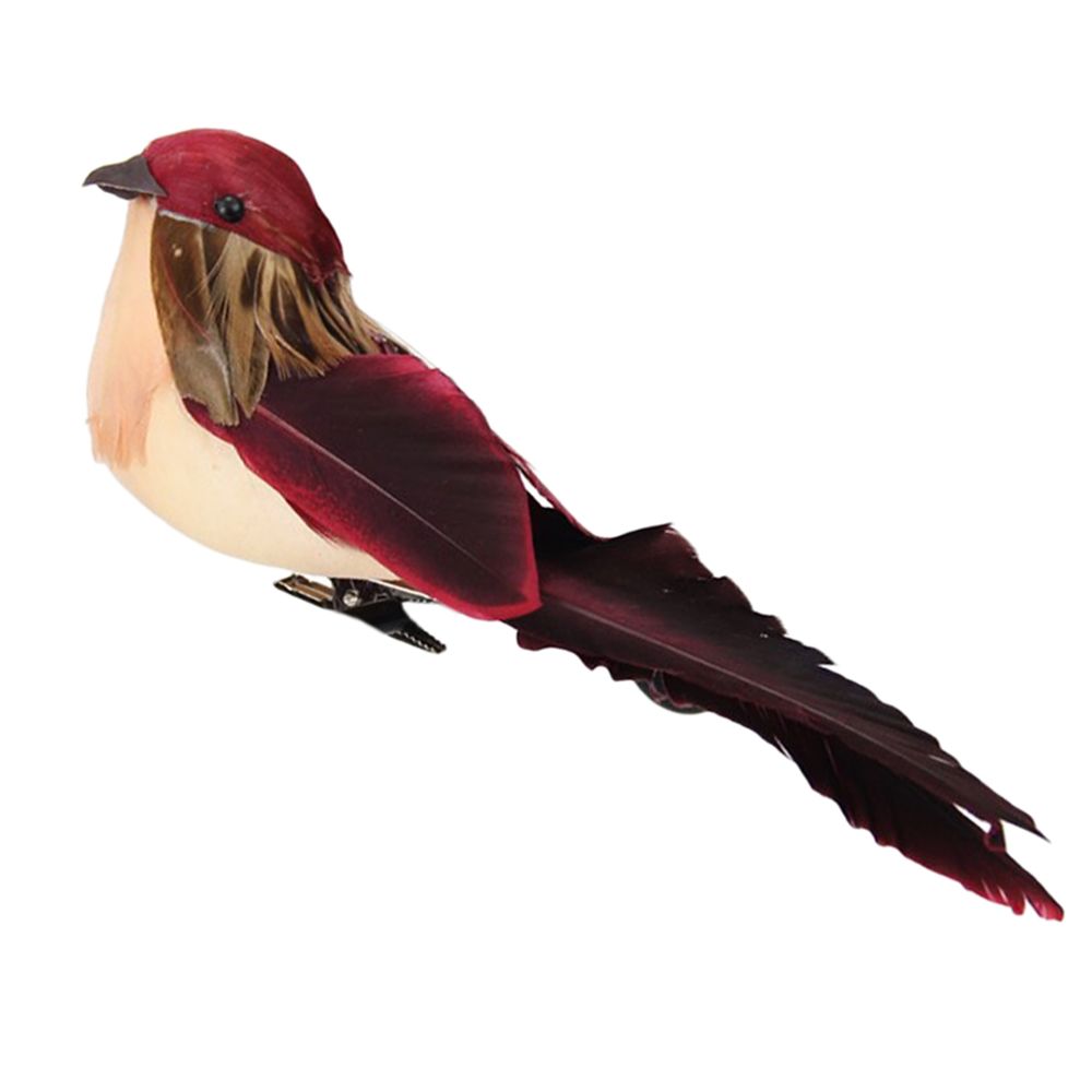 marque generique - Couleurs oiseaux de mousse de plume artificielle avec pince jardin décor de jardin vin rouge - Petite déco d'exterieur