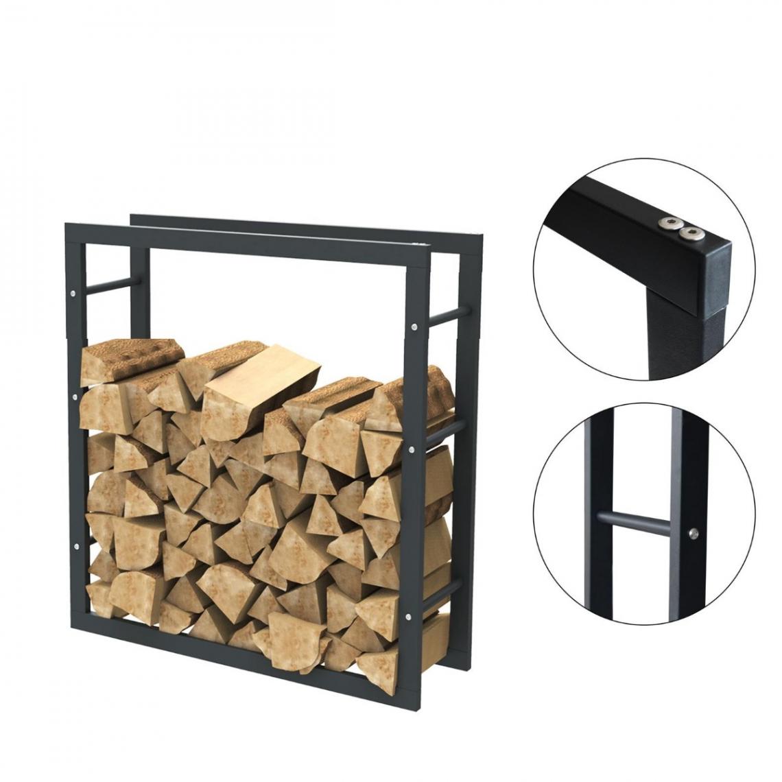 Bcelec - HHWPF0024 Rangement à bois en acier noir 80*100*25CM, rack pour bois de chauffage, range-bûches - Abris de jardin en bois