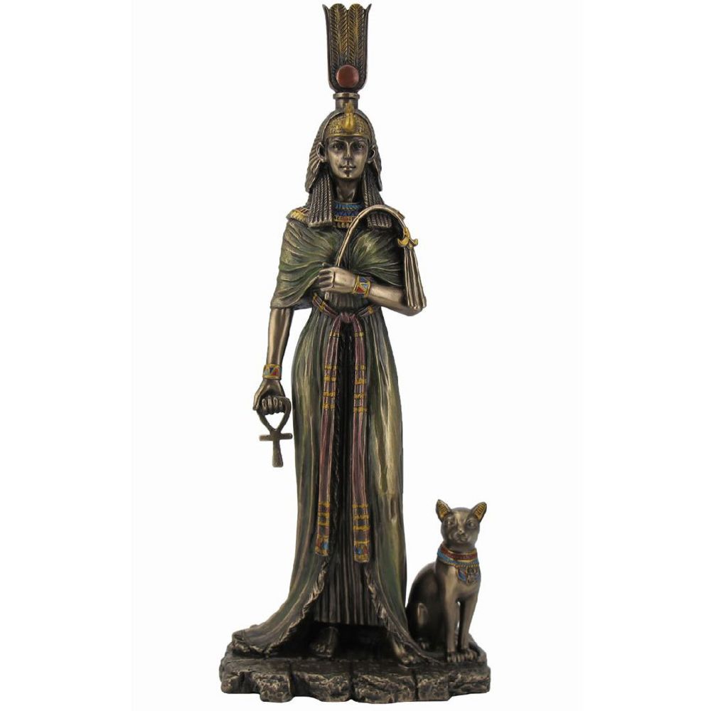 Signe - Statuette Reine Égyptienne Néfertiti en résine aspect bronze - Petite déco d'exterieur