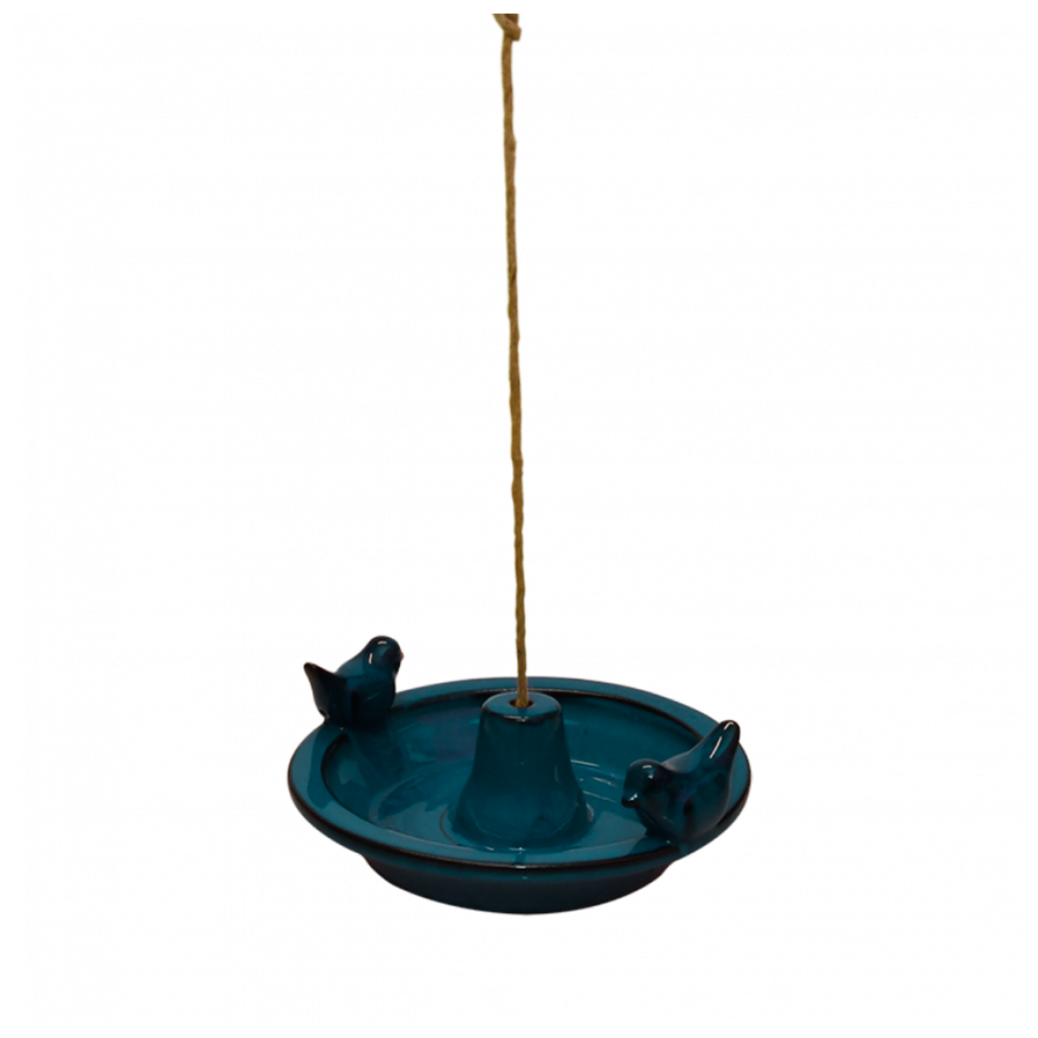 Ac-Deco - Bain d'oiseau en céramique à suspendre - L 27,6 cm x l 30 cm x H 10,2 cm - Bleu - Nichoir pour oiseaux du ciel