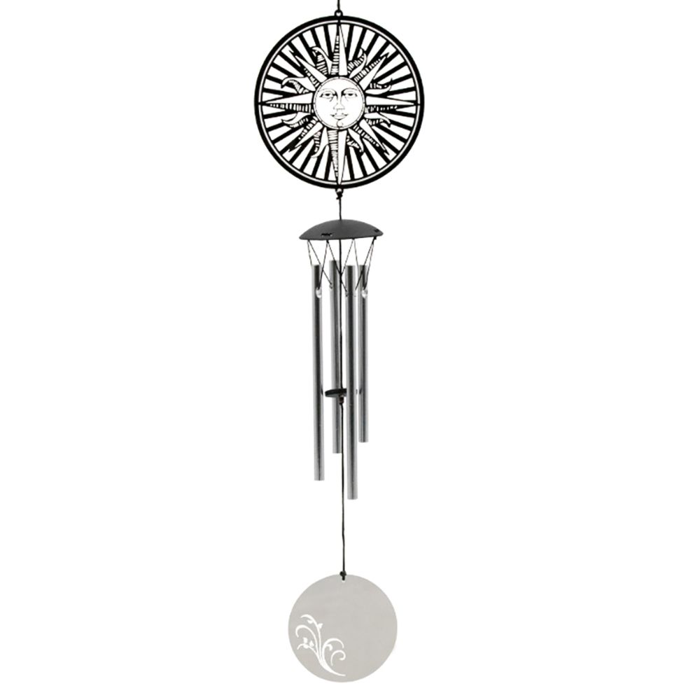 marque generique - Design du visage du soleil en acier inoxydable 4 cloches sonneries de vent décoration suspendue - Petite déco d'exterieur