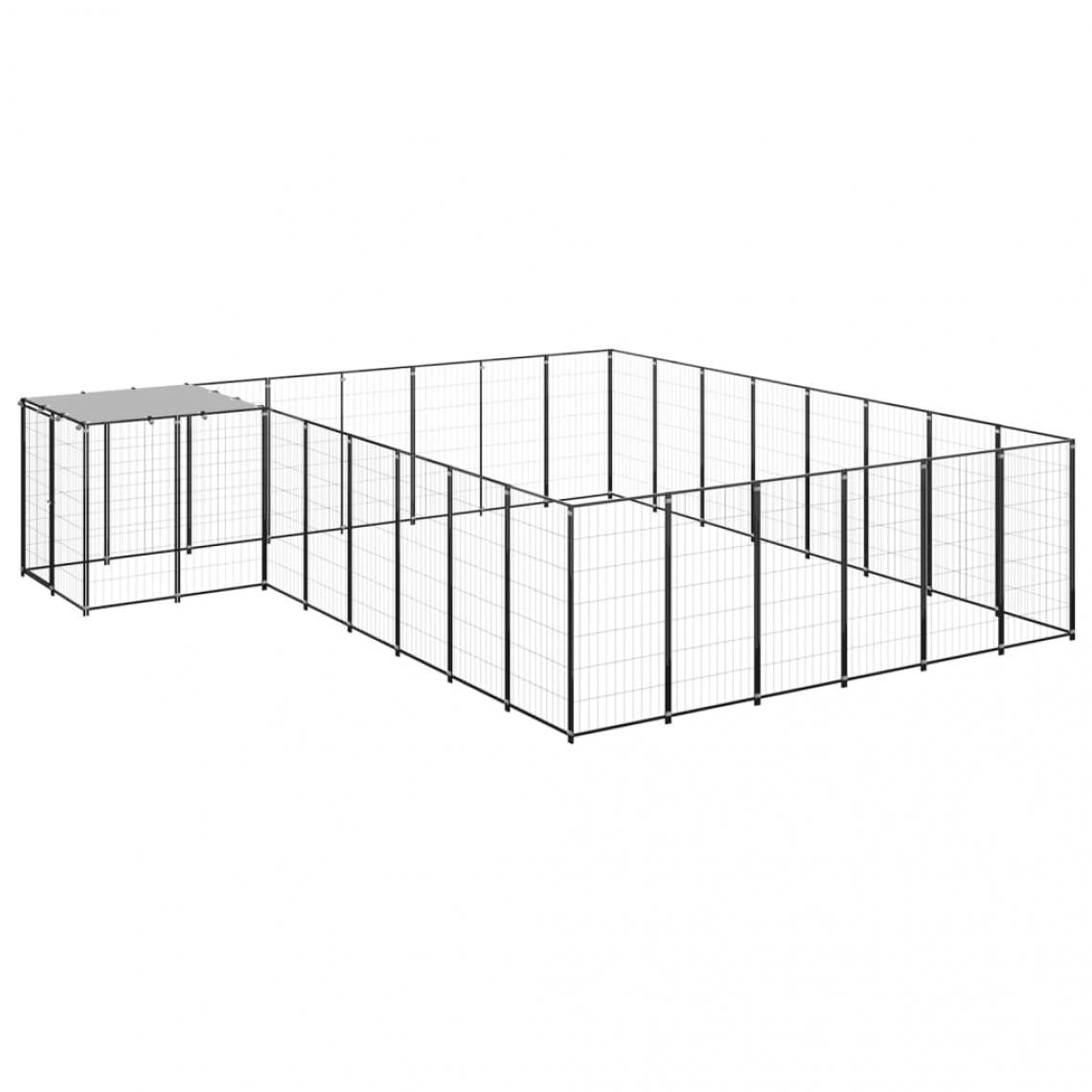 Helloshop26 - Chenil extérieur cage enclos parc animaux chien 15,73 m² 110 cm acier noir 02_0000498 - Clôture pour chien