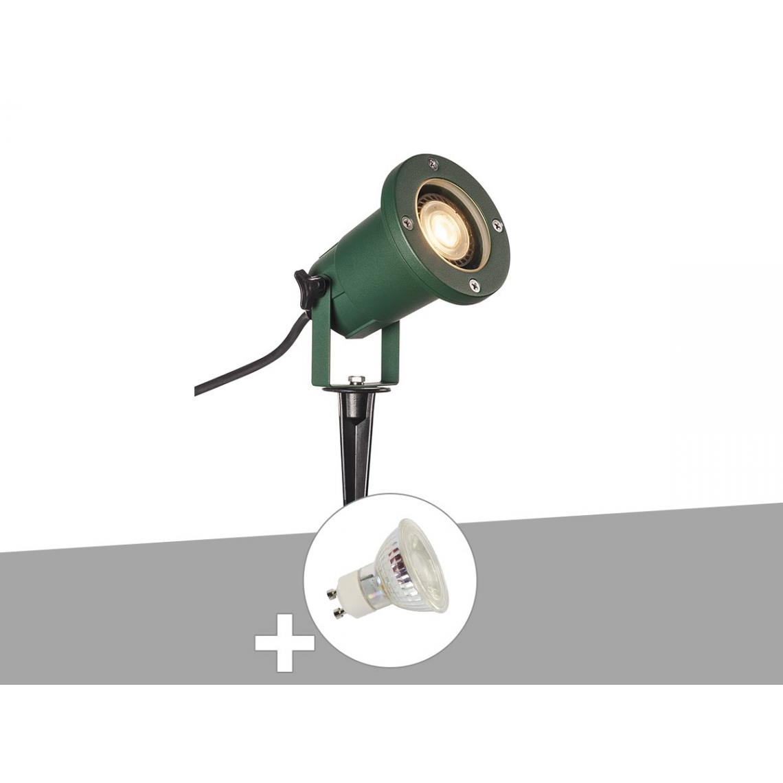 Slv - Projecteur extérieur rond vert BIG NAUTILUS avec ampoule LED QPAR51 - Lampadaire