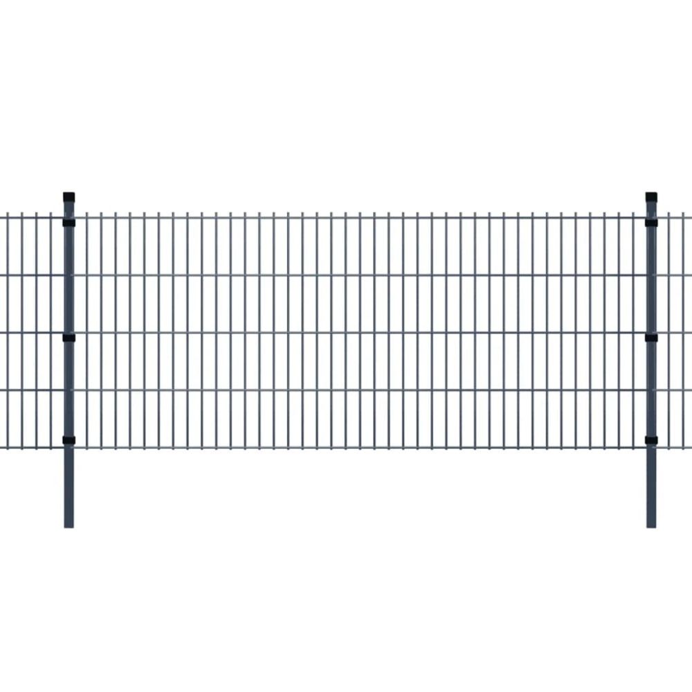 Vidaxl - vidaXL Panneau de clôture 2D de jardin + poteaux 2008x1230mm 2m Gris - Panneaux et treillis