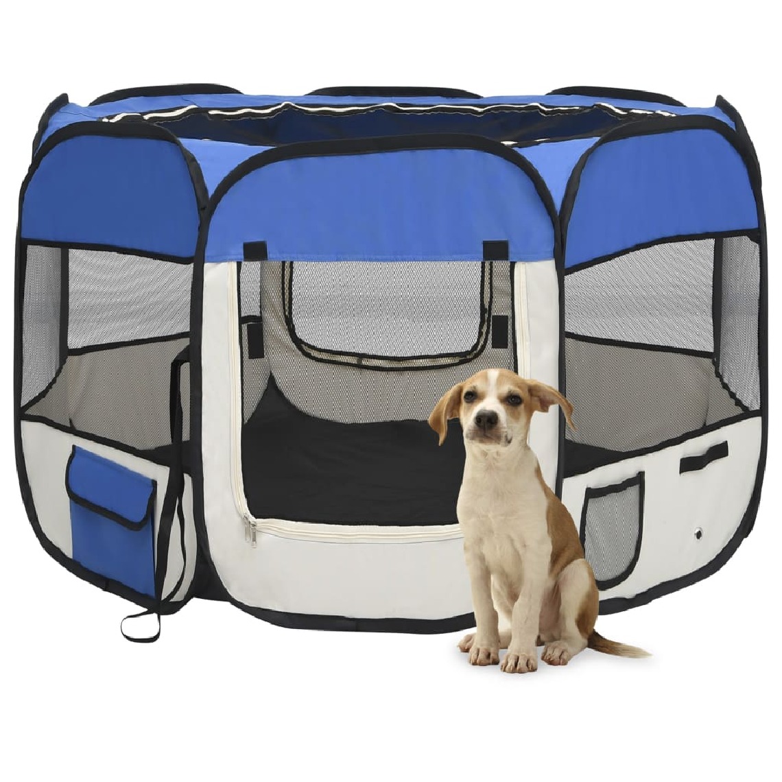 Vidaxl - vidaXL Parc pour chiens pliable avec sac de transport Bleu 90x90x58 cm - Niche pour chien