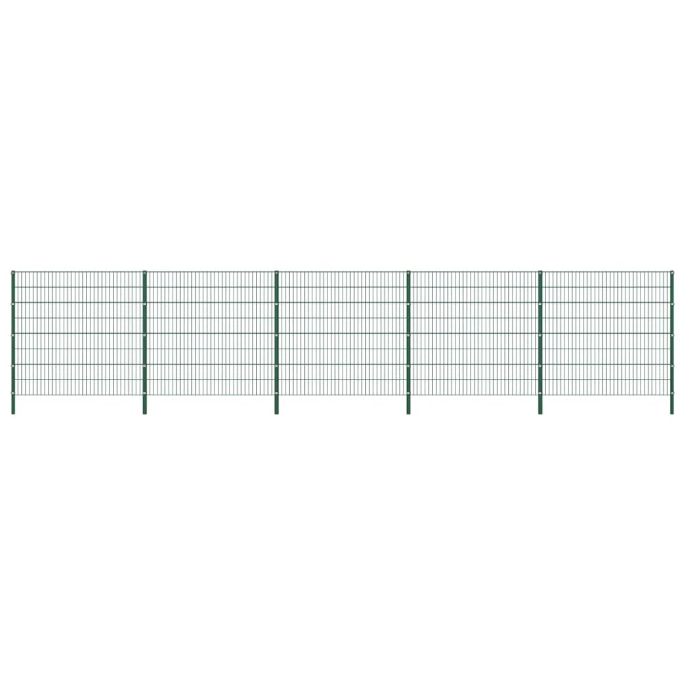 Vidaxl - vidaXL Panneau de clôture avec poteaux Fer 8,5 x 1,6 m Vert - Clôture en fer