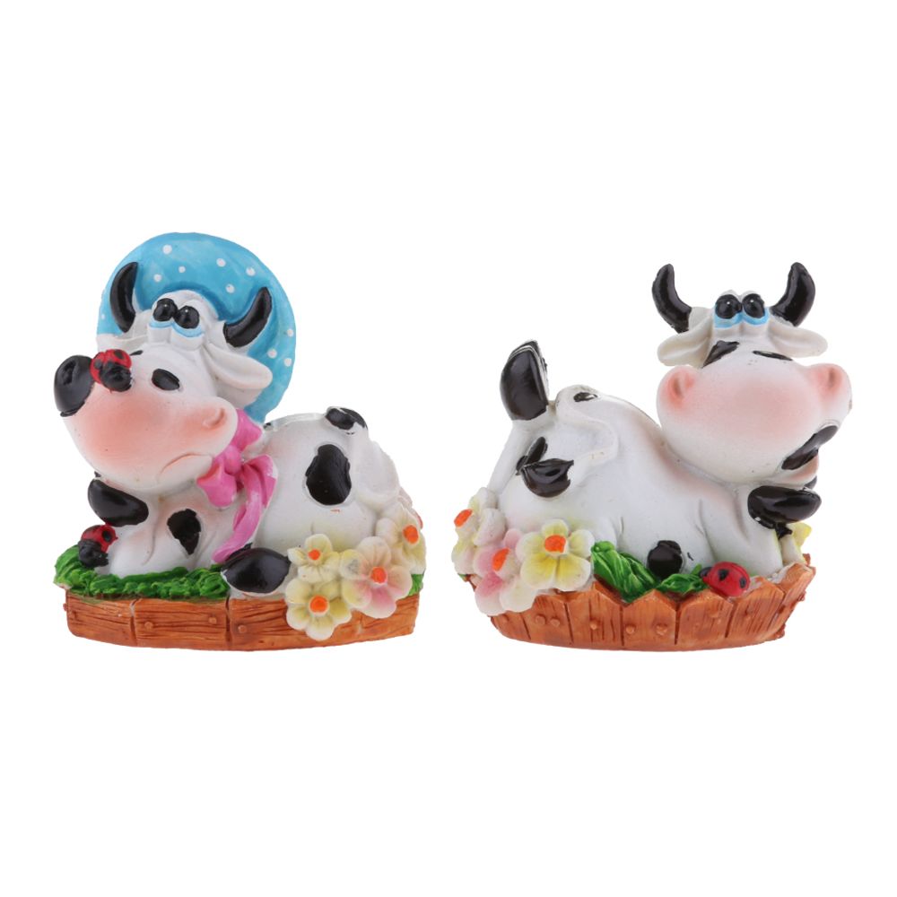 marque generique - 2x Vache Figurines Animaux Décorations pour terrarium Miniature Bonsaï Cadeau - Petite déco d'exterieur