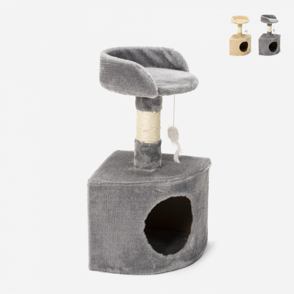 Bella Pet - Chenil de plate-forme de colonne de sisal 60 cm peluche d'angle de poteau de chat Korat, Couleur: Gris - Arbre à chat
