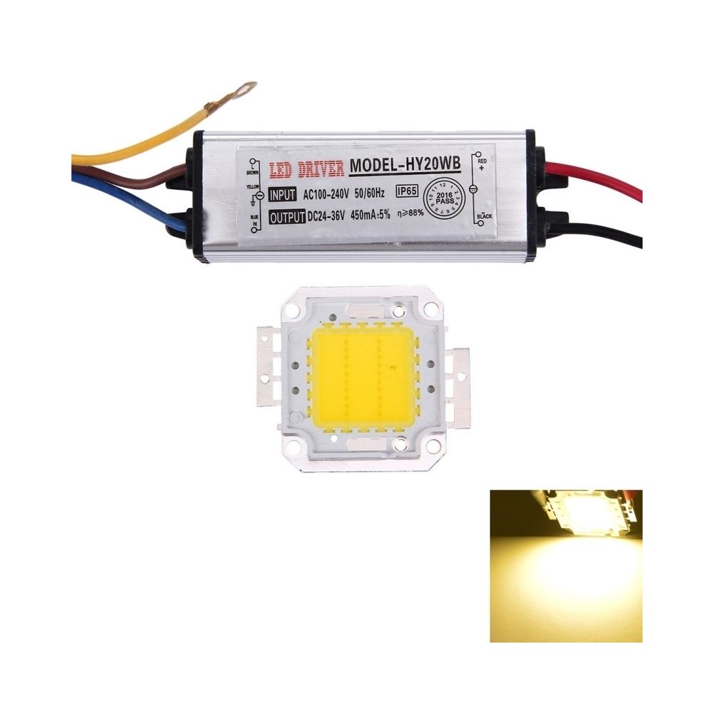Wewoo - Pilotes LED blanc Lampe intégrée haute puissance 20W 1600LM + Driver 24-36V chaud - Lampadaire