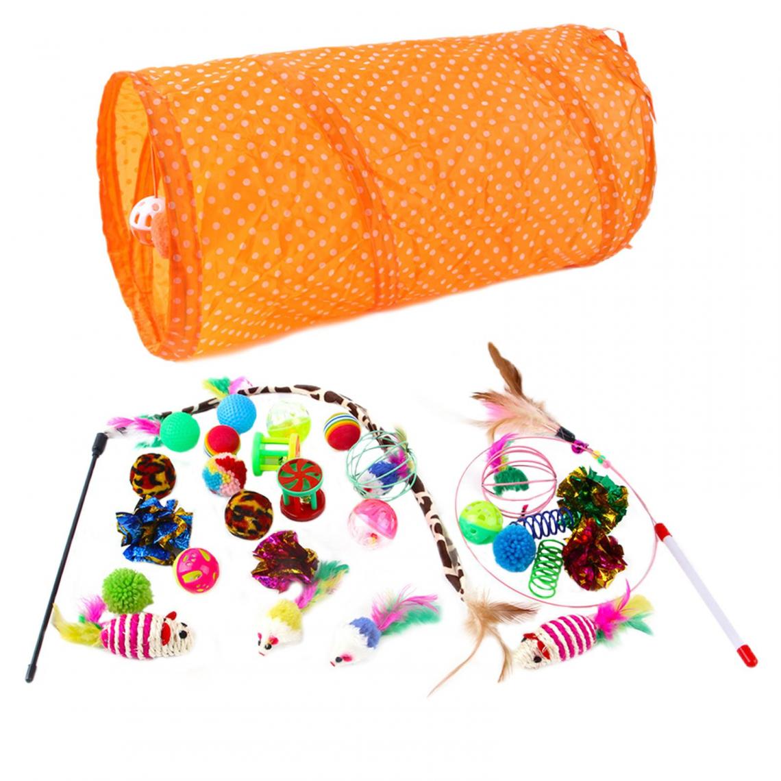 marque generique - Cat Toys Teaser Wand Feather Stick Tunnel - Jouet pour chien
