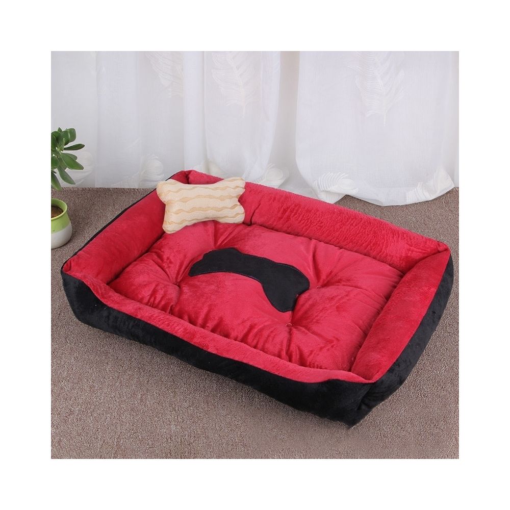 Wewoo - Panier pour chien Coussin tapis de chat pour chien, motif chenil doux et doux, taille pour taille: L, 80 × 60 × 15 cm (Noir, Rouge) - Corbeille pour chien