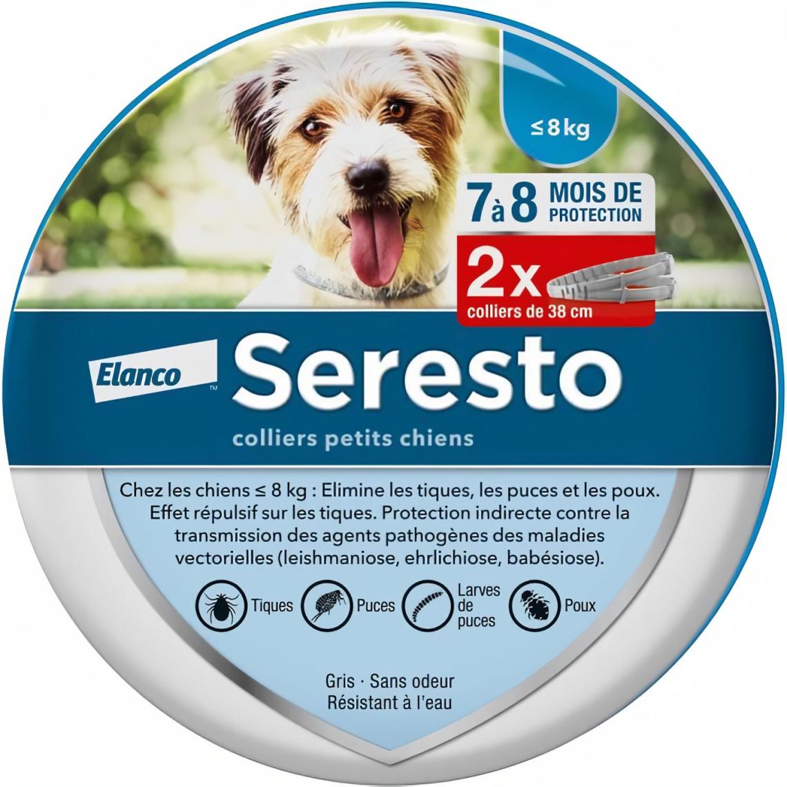 Seresto - Seresto Chien – Collier Anti-Puces et Anti-Tiques pour Petits Chiens – Moins de 8KG – 2 Colliers - Anti-parasitaire pour chien
