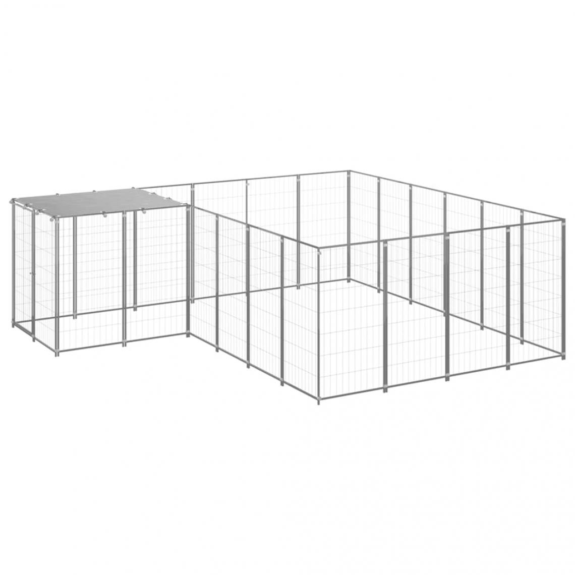 Helloshop26 - Chenil extérieur cage enclos parc animaux chien argenté 8,47 m² acier 02_0000304 - Clôture pour chien
