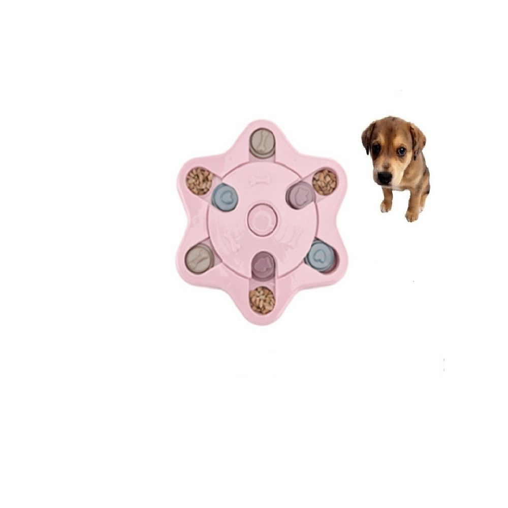 Wewoo - Jouet pour Nourriture chien plaque tournante manger puzzle anti-fracassant bol fournituresstyle style hexagone rose - Jouet pour chien