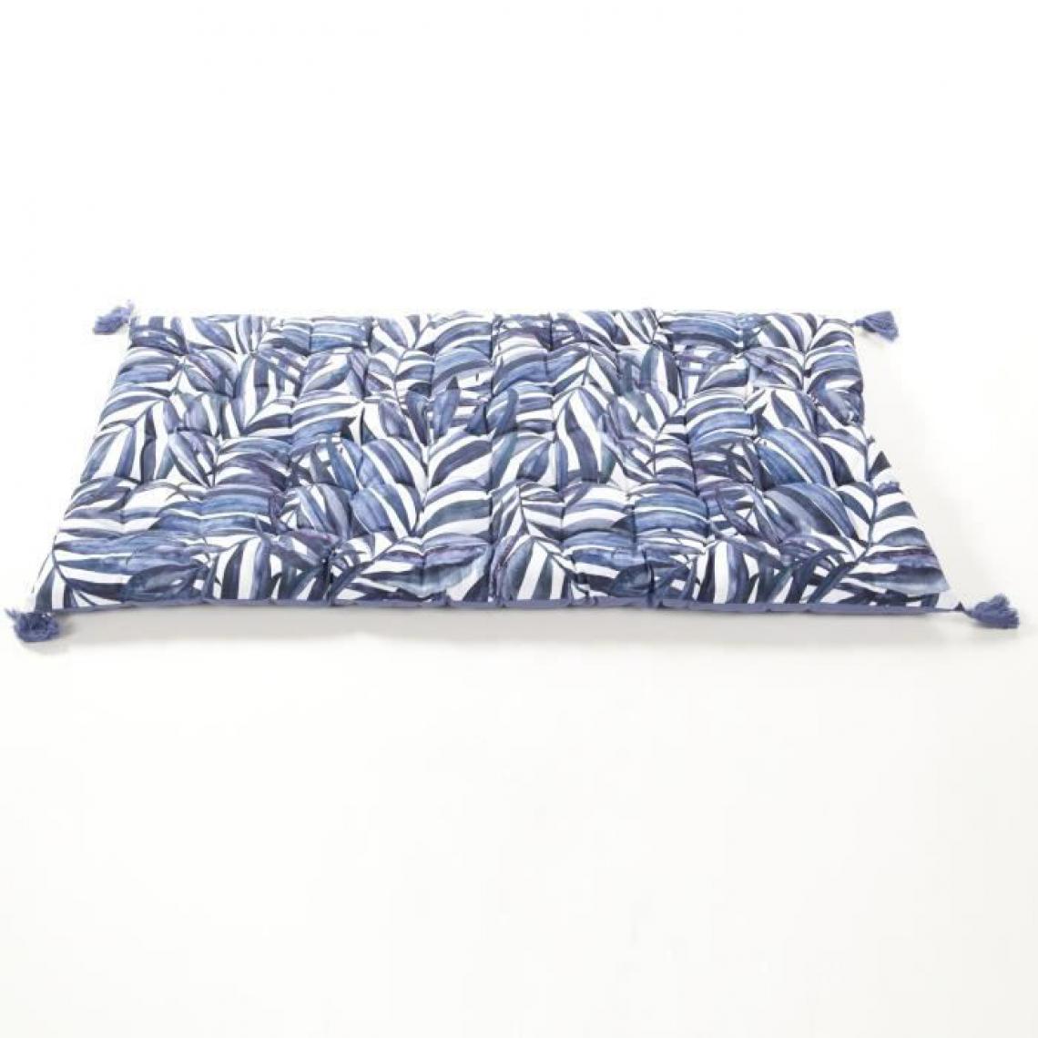 Cotton Wood - COTTON WOOD Matelas de sol souple coton imprimé - 60 x 120 x 5 cm - Blue Palm - Coussins, galettes de jardin