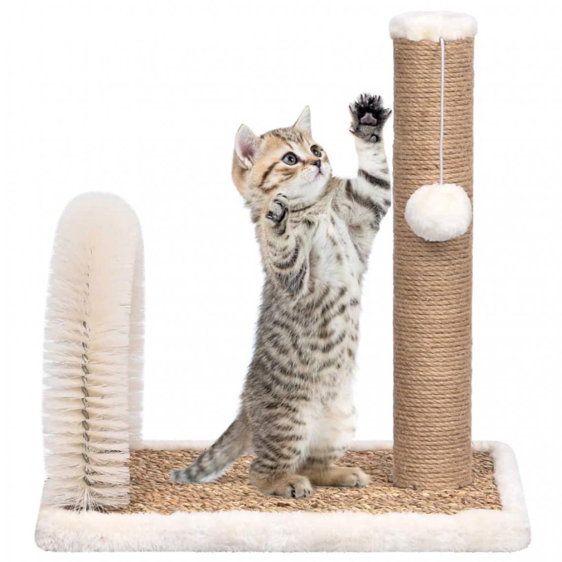 Icaverne - Icaverne - Meubles pour chats categorie Arbre à chat avec brosse de toilettage en arche et grattoir - Arbre à chat