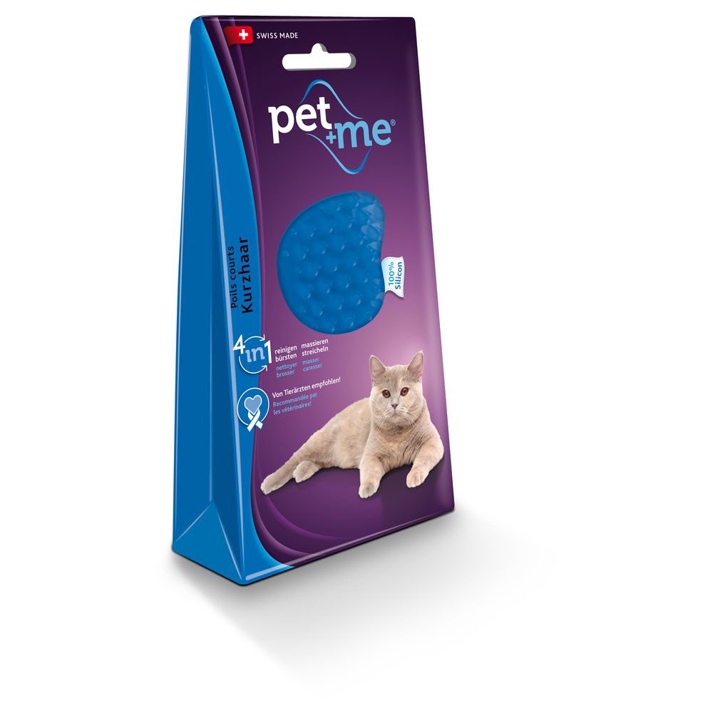 Pet+Me - Brosse Poils Courts pour Chat - Pet+Me - Bleue - Hygiène et soin pour chien