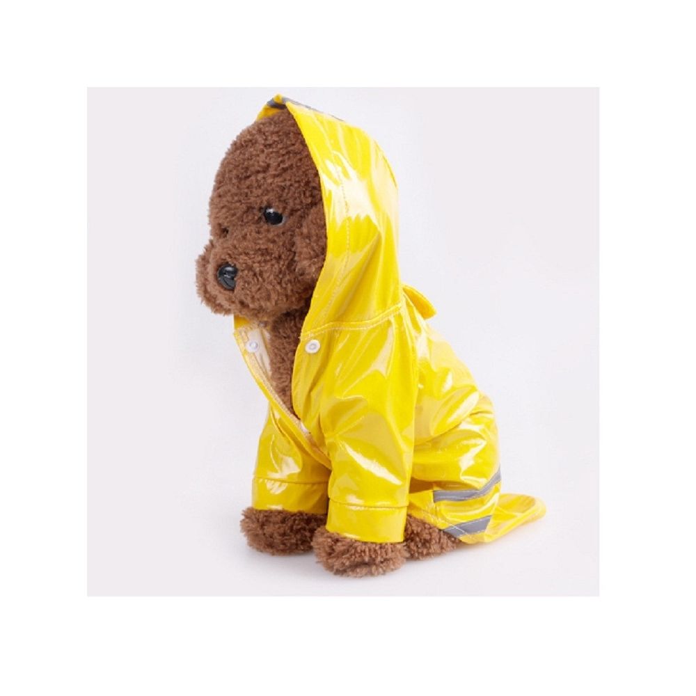 Wewoo - Animal de compagnie imperméable vêtements de chat à capuche chien réfléchissant PUtaille L jaune - Vêtement pour chien