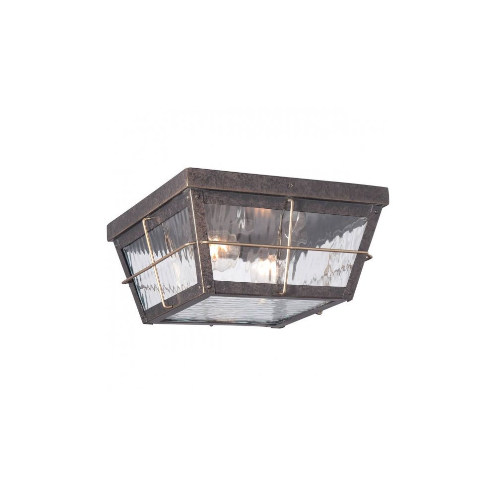 Elstead Lighting - Plafonnier Cortland, aluminium bronze impérial, verre ondulé - Spot, projecteur