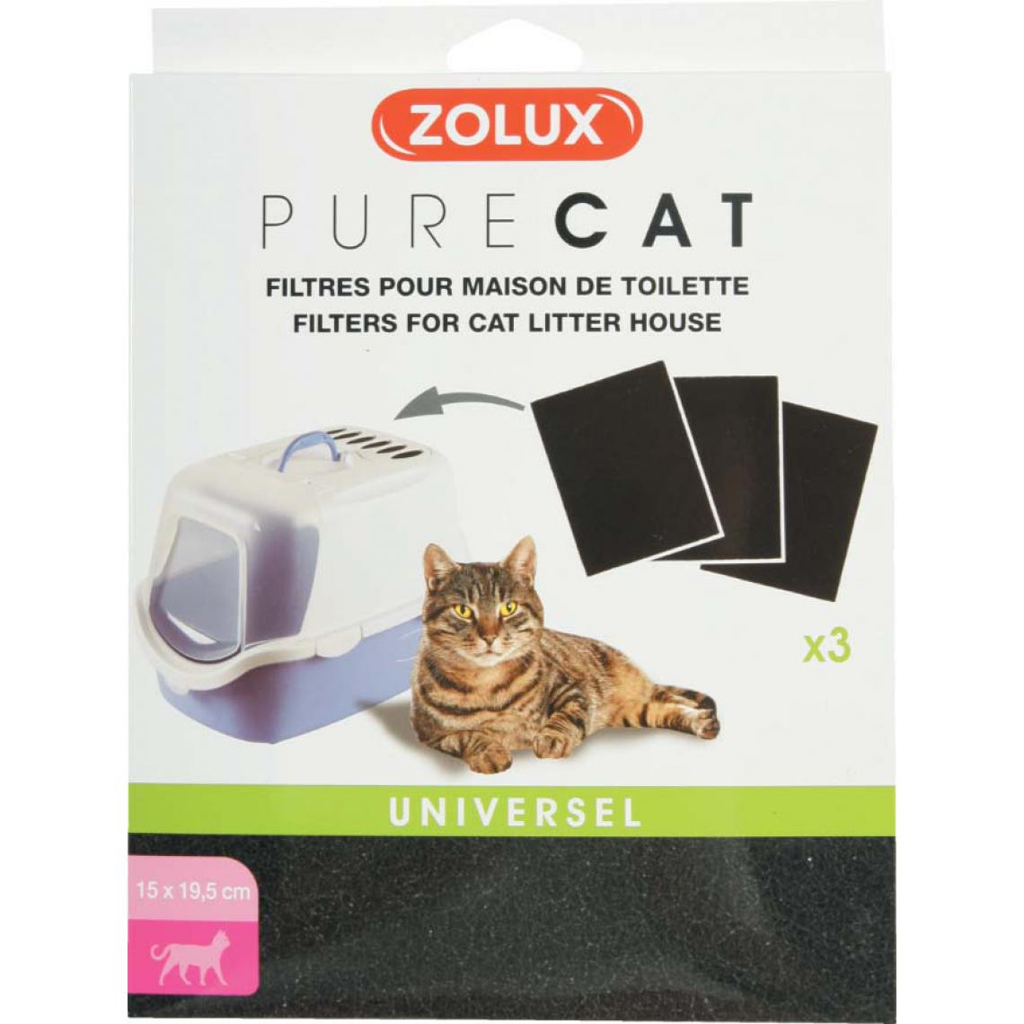 Zolux - 3 filtres pour maison de toilette Pure cat - Litière pour chat