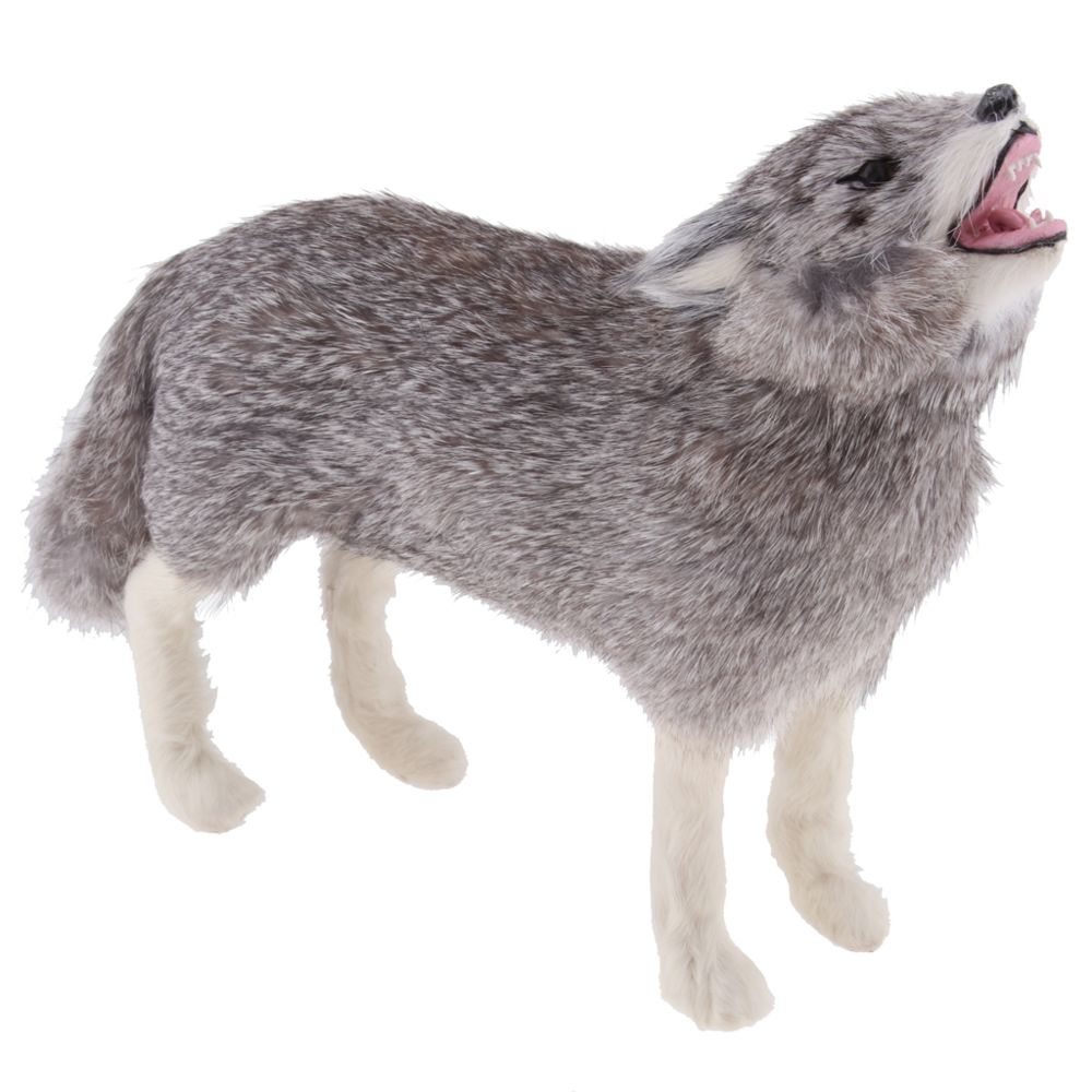 marque generique - figurines de modèle animal en plastique pour enfants cadeau décor à la maison hurlement loup gris - Petite déco d'exterieur