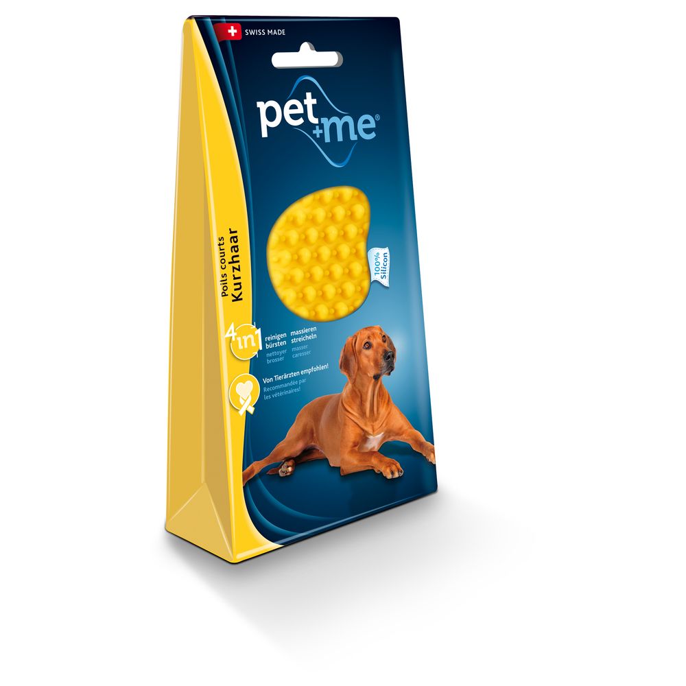 Pet+Me - Brosse Poils Courts pour Chien - Pet+Me - Jaune - Soin et hygiène rongeur