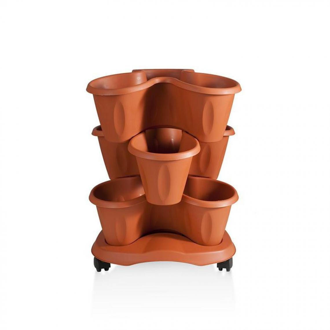 Ac-Deco - Set de 3 pots - TRIFOGLIO - D 40 cm - Terracotta - Poterie, bac à fleurs