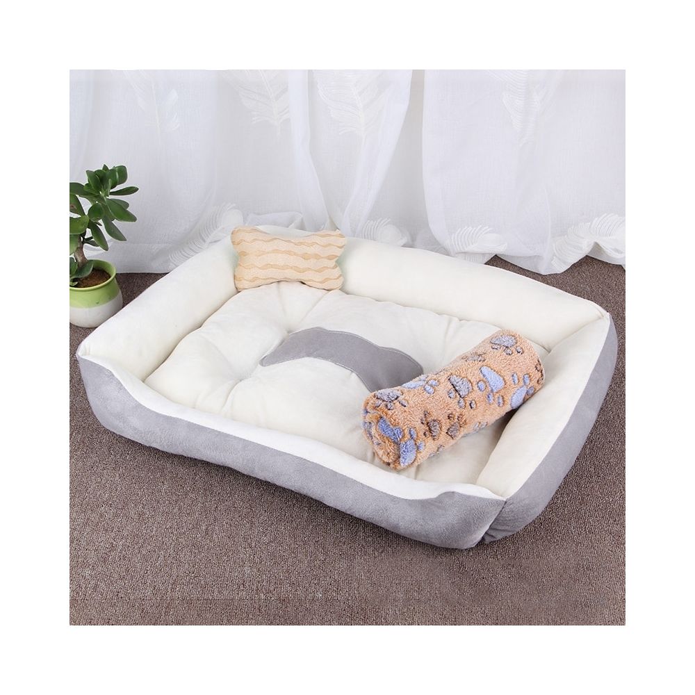 Wewoo - Panier pour chien Coussin tapis de chat pour avec motif couverture, taille couverture: XS, 50 × 40 × 15 cm (Gris Blanc) - Corbeille pour chien