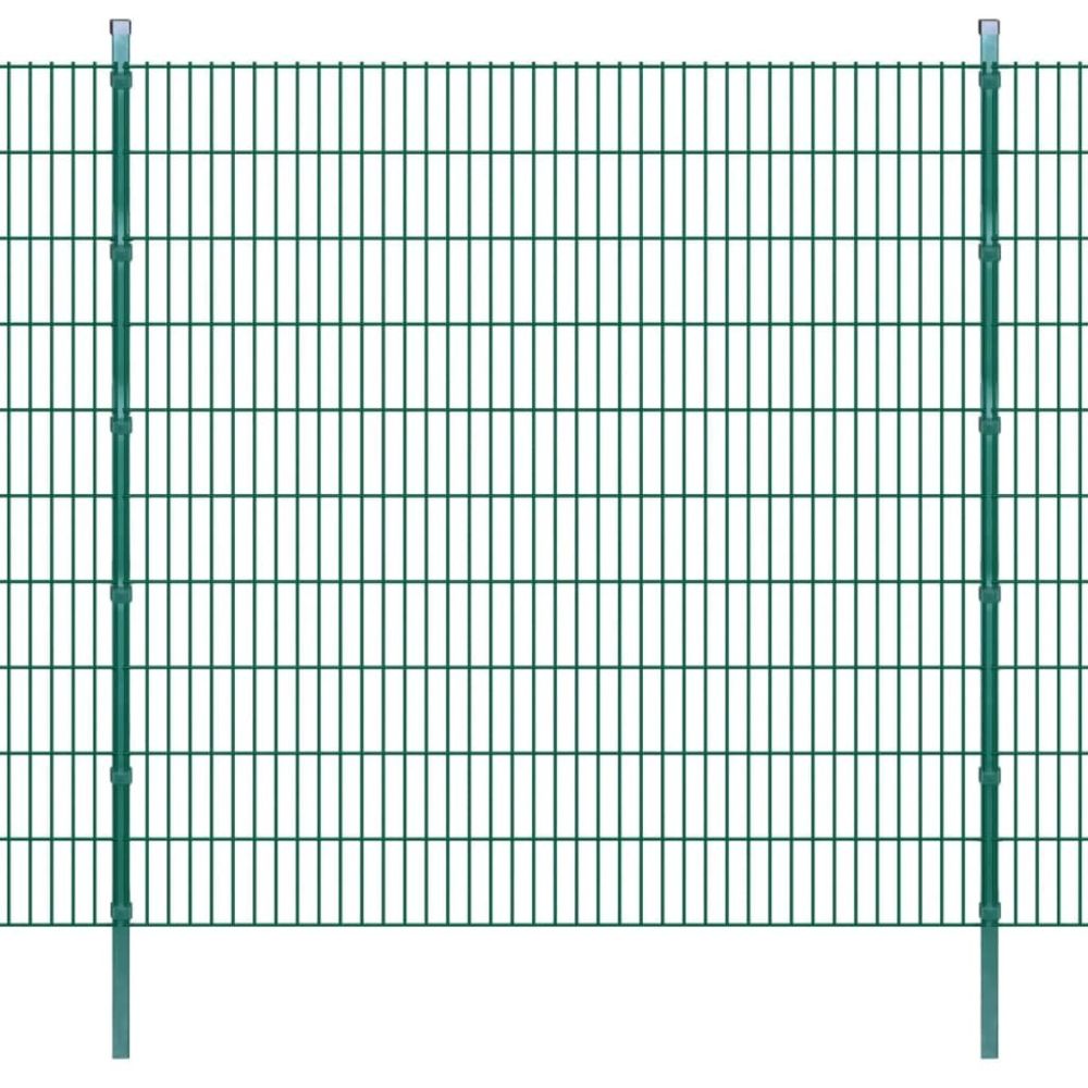 Vidaxl - vidaXL Panneau de clôture 2D jardin avec poteaux 2008x2030mm 2m Vert - Panneaux et treillis