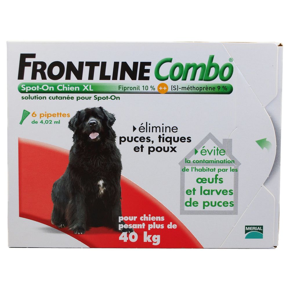 Frontline - FRONTLINE 6 pipettes Combo - Pour chien de 40 a 60 kg - Anti-parasitaire pour chien