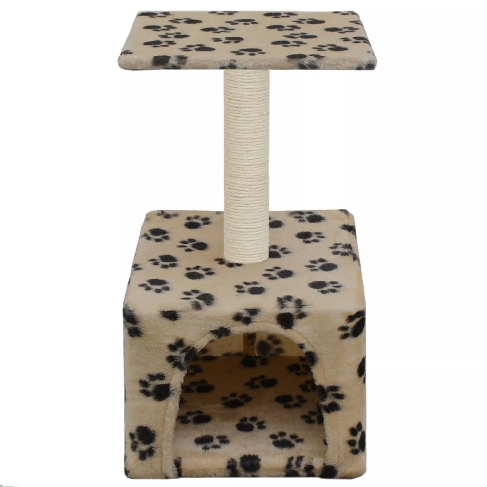 marque generique - Icaverne - Meubles pour chats edition Arbre à chat avec griffoirs en sisal 55 cm Beige Motif de pattes - Arbre à chat