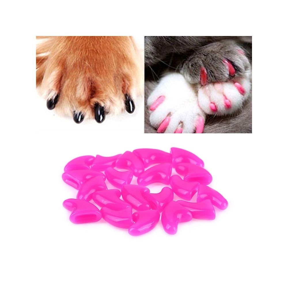Wewoo - 20 PCS Silicone Soft Cat Nail Caps / Griffe de patte de chat / Protecteur d'ongles pour animaux de compagnie / Cache-ongles de chatTaille S Rose rouge - Hygiène et soin pour chat