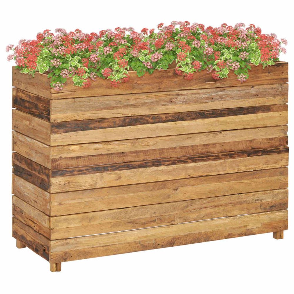 Uco - UCO Lit surélevé 100x40x72 cm Bois de teck recyclé et acier - Poterie, bac à fleurs