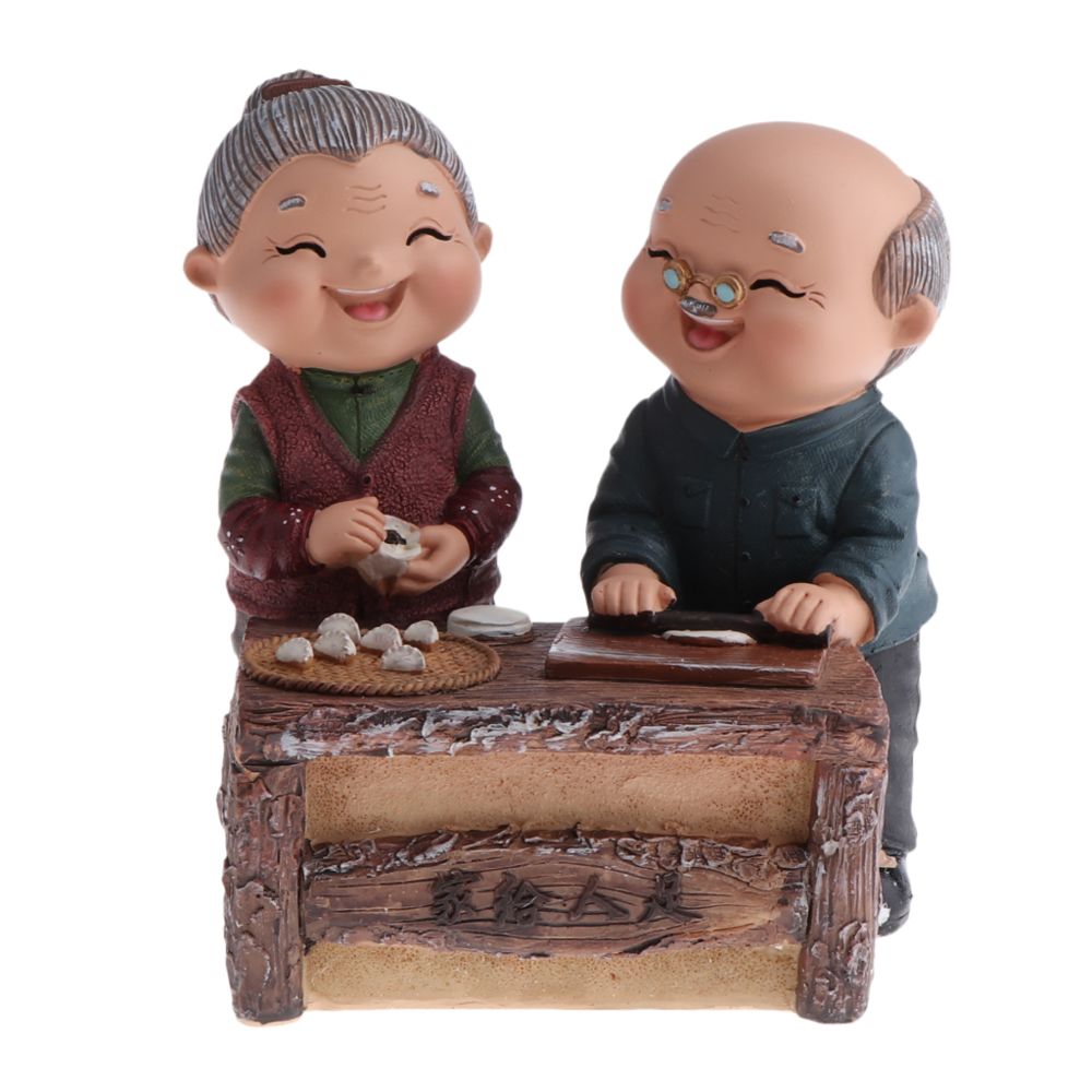marque generique - heureux couple de personnes âgées figurine résine vieil âge vie décor à la maison faire des boulettes - Petite déco d'exterieur