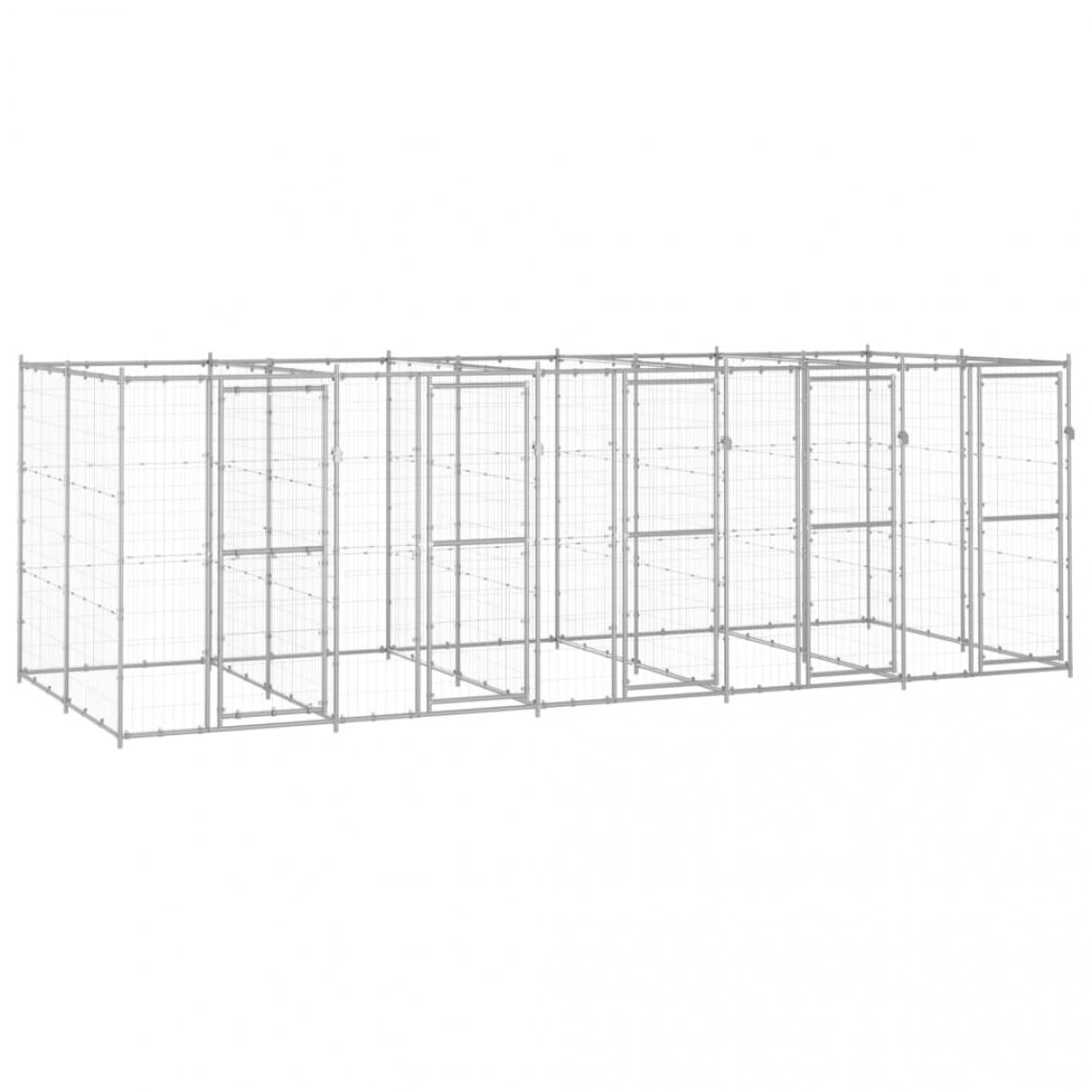Helloshop26 - Chenil extérieur cage enclos parc animaux chien extérieur acier galvanisé 12,1 m² 02_0000405 - Clôture pour chien