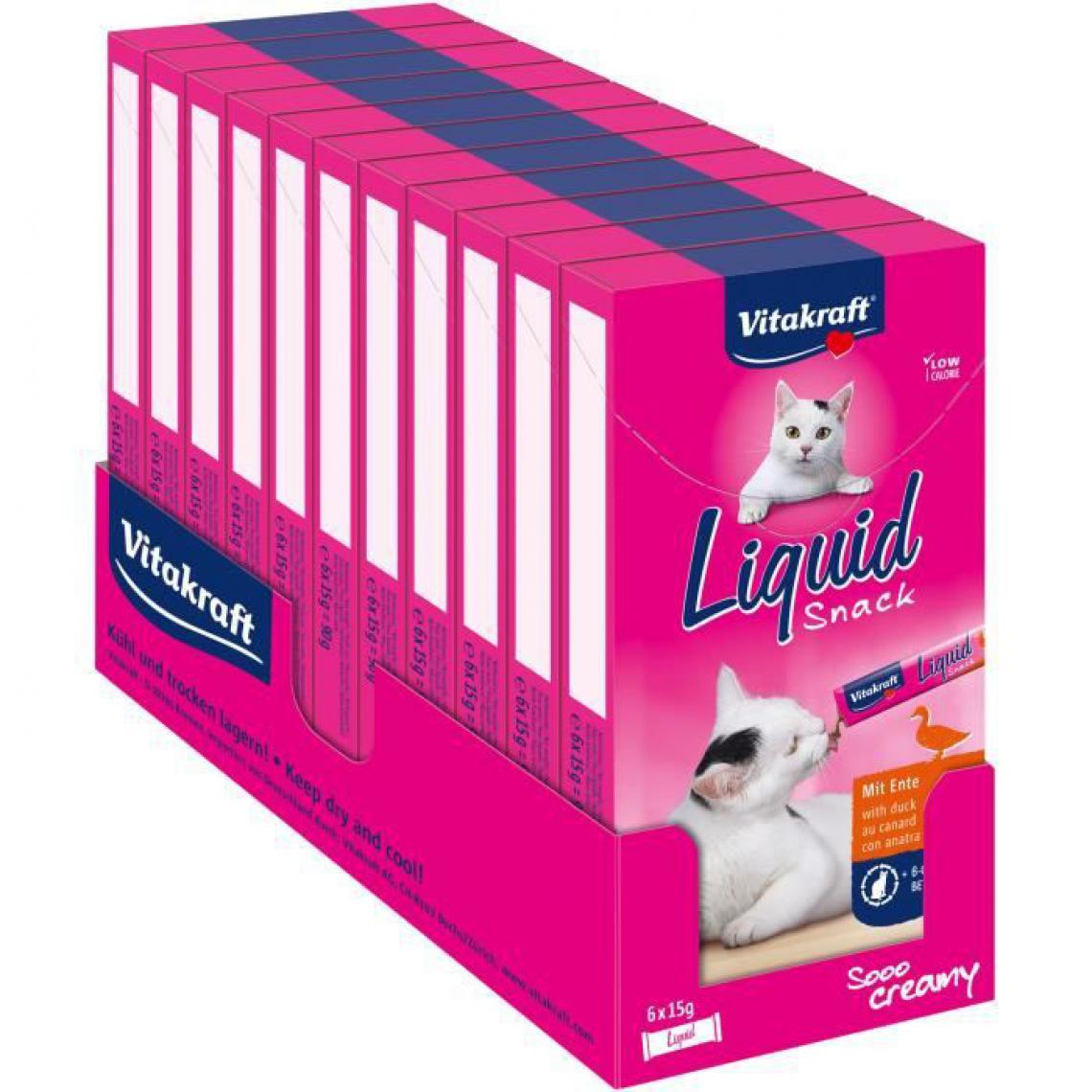 Vitakraft - VITAKRAFT Liquid Snack Friandise pour chat au Canard - Lot de 11 paquet 6 sachets - Croquettes pour chien